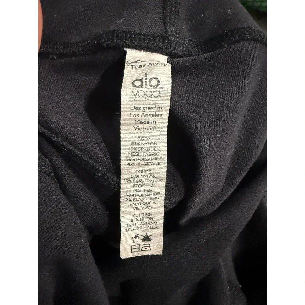 Alo Yoga Womens Black Moto Mesh Inset Capri Leggings High Rise Yoga Pants m